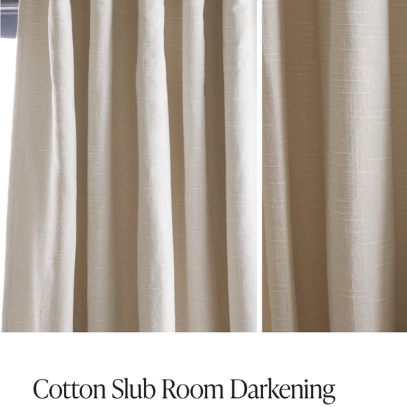 Quince Cream Cotton Slub Room Darkening Curtains - Picture 1 of 8